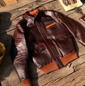 A-2 flight jacket in waxy chocolate calf teacore